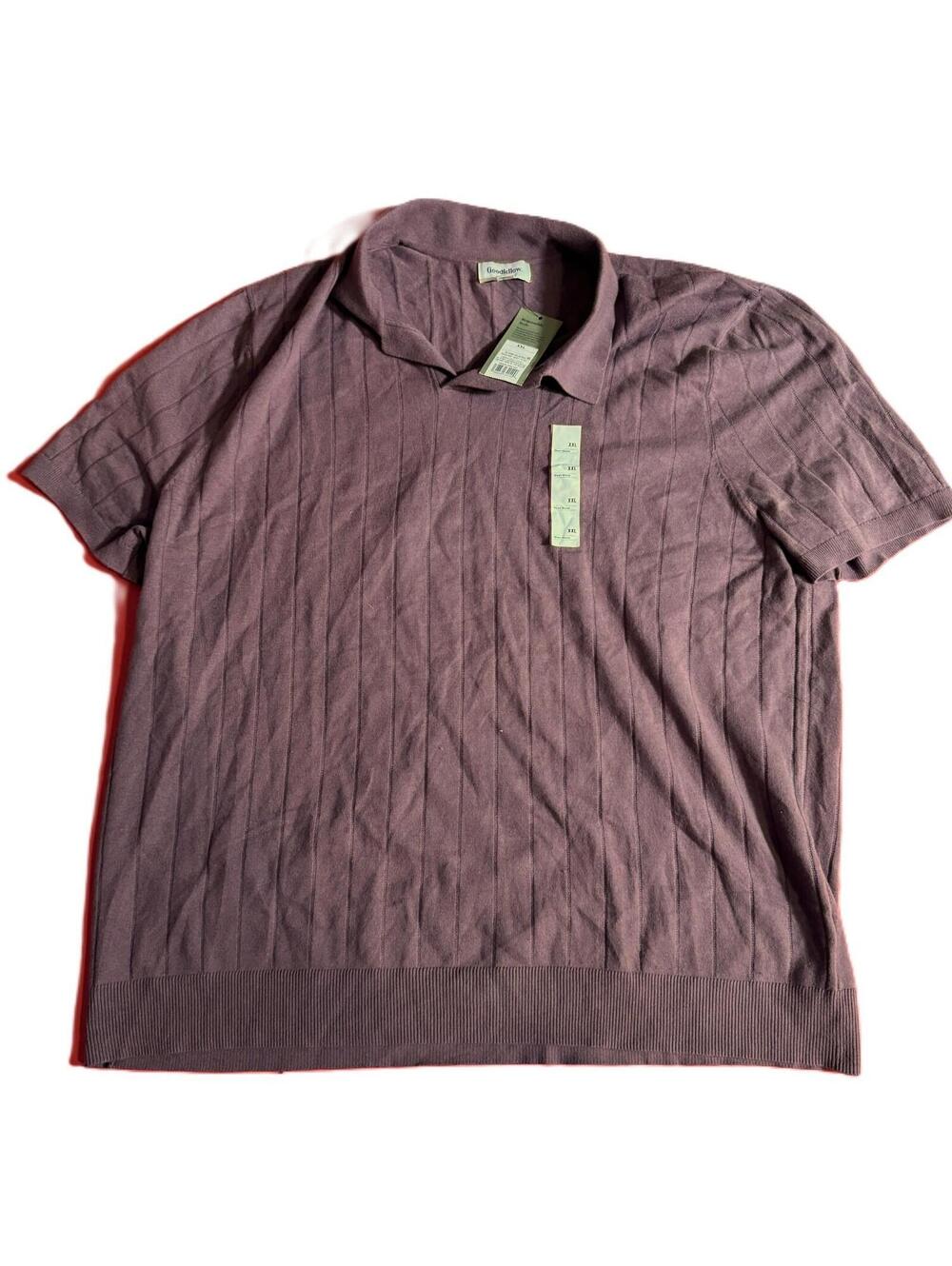 Goodfellow Johnny Collar Polo Sweater Shirt Plum Berry Soft Knit Mens XXL